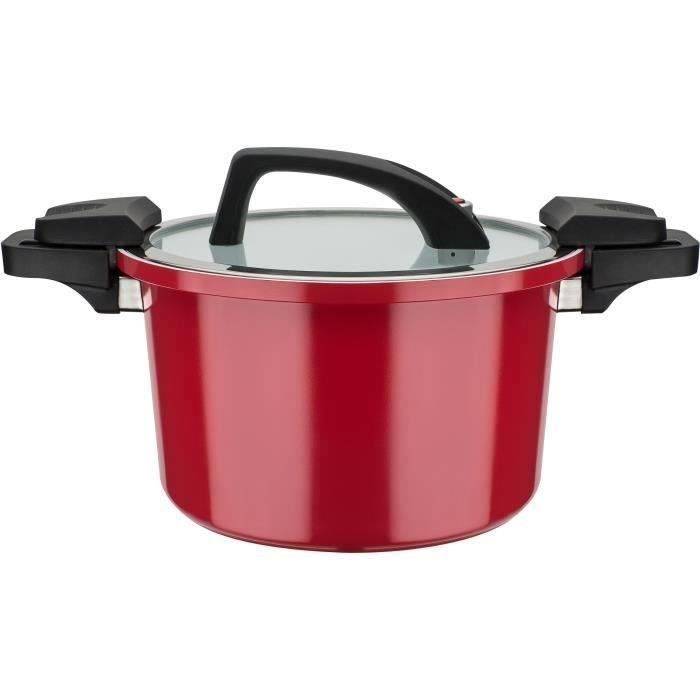 GSW Laagdruk Kookpan - 24 cm - 6 L - Gesmeed Aluminium - Inductie - Rood-0