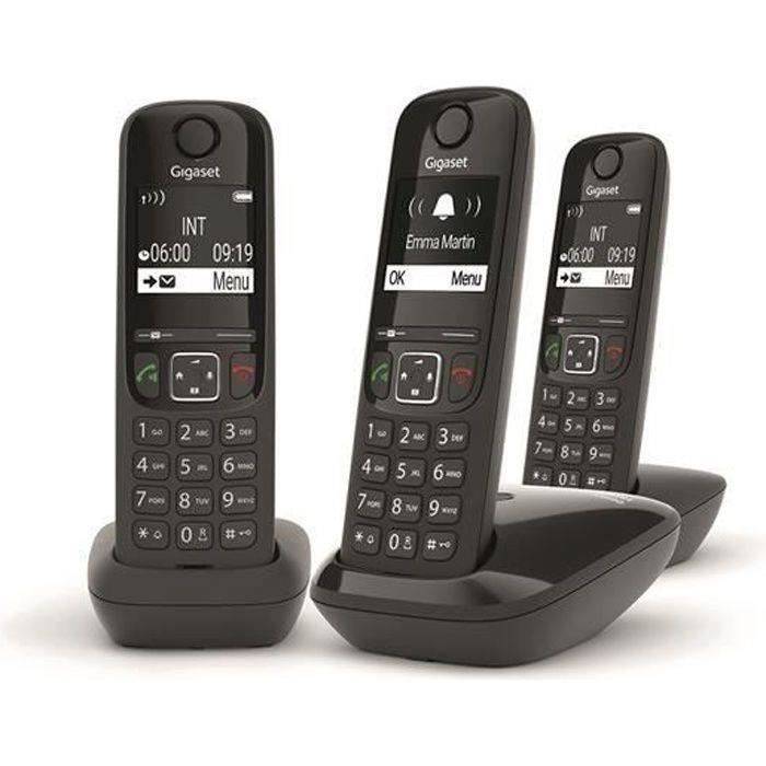 Gigaset AS690 Trio Draadloze Telefoon - Zwart - 100 Contacten - Handsfree-0