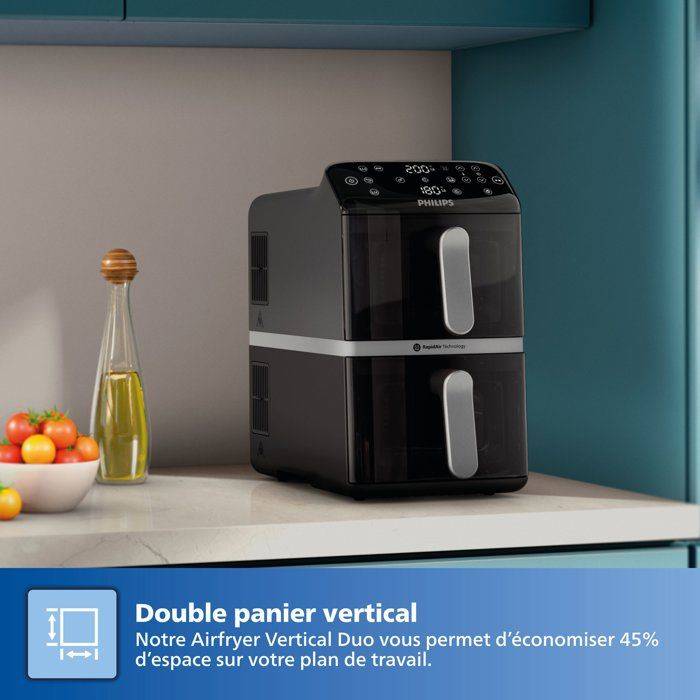 PHILIPS Airfryer - Series 4000 Vertical Duo NA461/00 - 10 L - Dubbele Tank - 2750 W-2