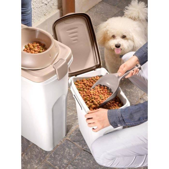 KERBL Dierenvoedercontainer - 25 L - Bruin/Wit - Hermetische Sluiting-1