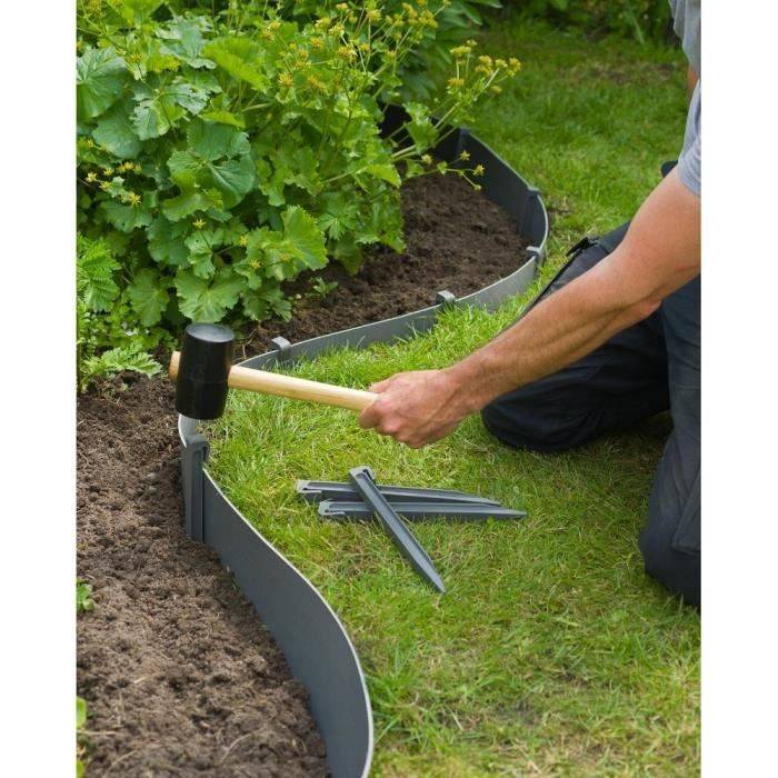 NATURE Tuinrandpalen - Grijze Polypropyleen Houders - Verpakking van 10-1