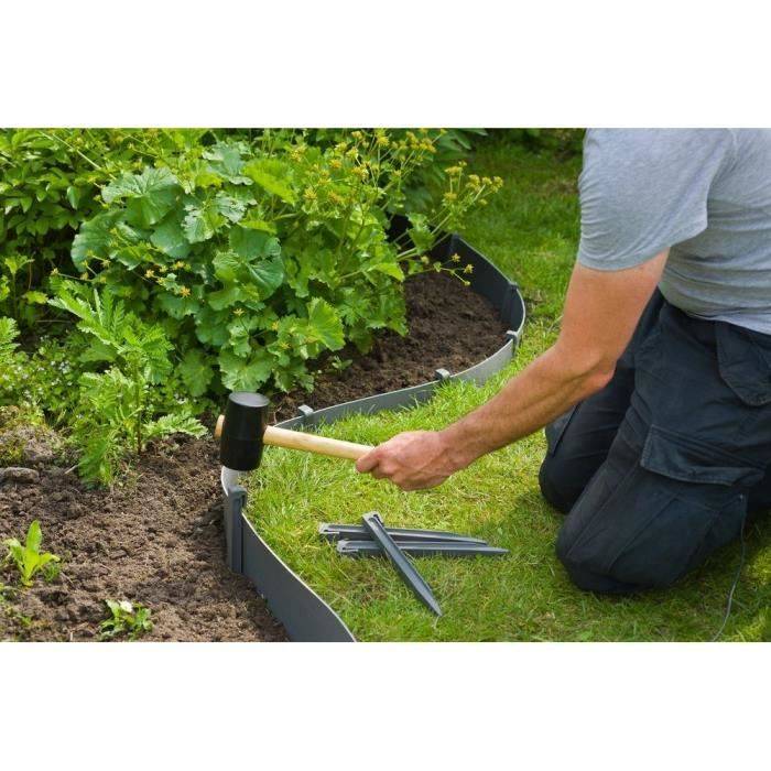 NATURE Tuinrandpalen - Grijze Polypropyleen Houders - Verpakking van 10-2