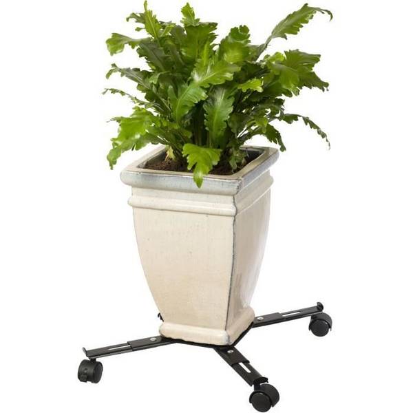 NATURE Uitschuifbare Rolling Plantstand - Matte Zwarte Epoxy-Coating - Max. Laadvermogen 100 kg