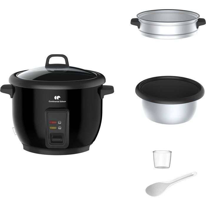 Rijstkoker - CONTINENTAL EDISON - CECR18B - 700 W - 1,8 L - Met stoommandje - Warmhoudfunctie - Roestvrij staal-1