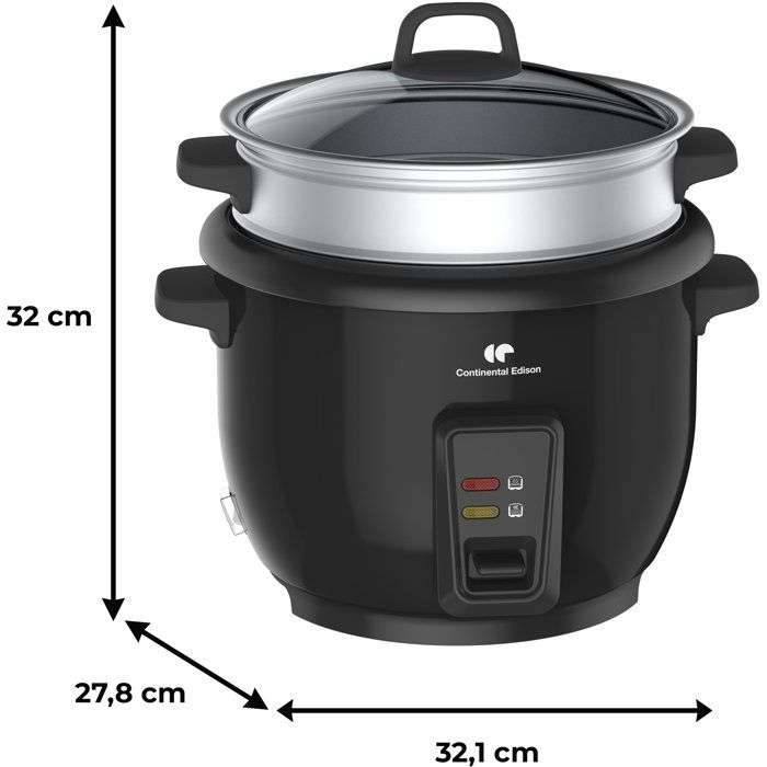 Rijstkoker - CONTINENTAL EDISON - CECR18B - 700 W - 1,8 L - Met stoommandje - Warmhoudfunctie - Roestvrij staal-2