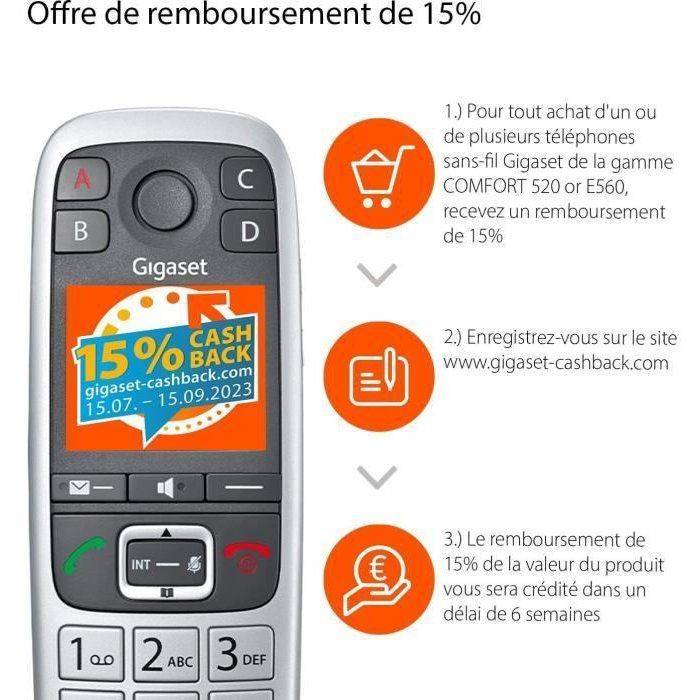 Gigaset DECT Draadloze Telefoon Zilver Giga E 560-4