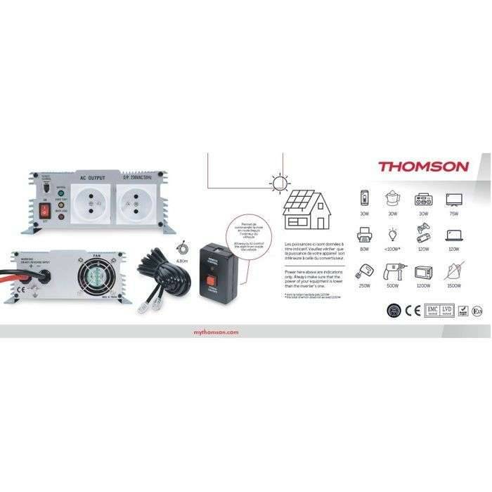 Spanningsomvormer - THOMSON - 24/220 V - 1200 W - Met afstandsbediening-2