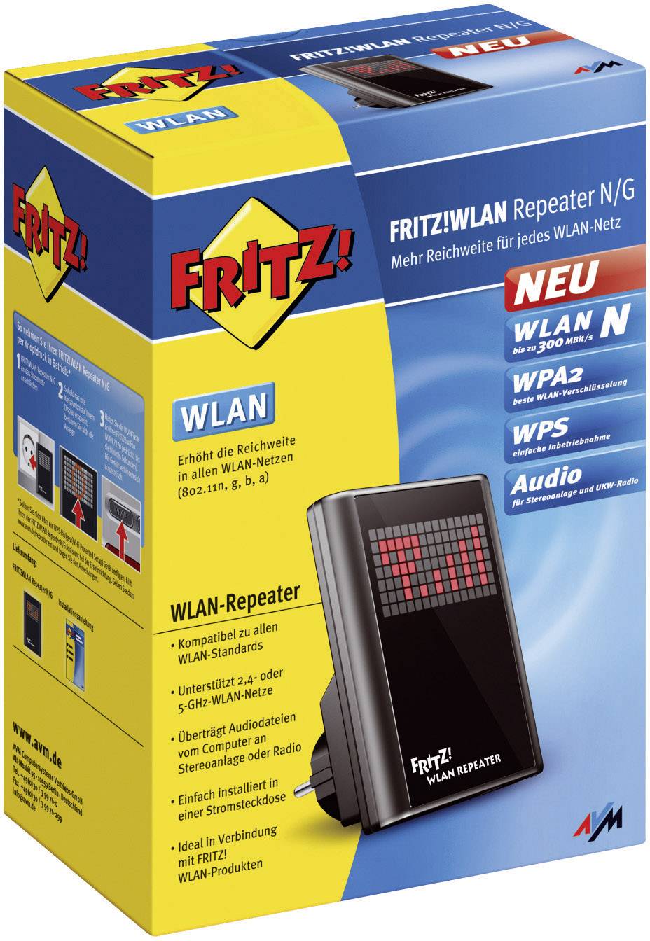 Avm Fritz Wlan Repeater 310 300 Mbit S Wps Reichweite AVM FRITZ!WLAN 310 (Int.) WiFi versterker 300 Mbit/s 2.4 GHz, 5 GHz