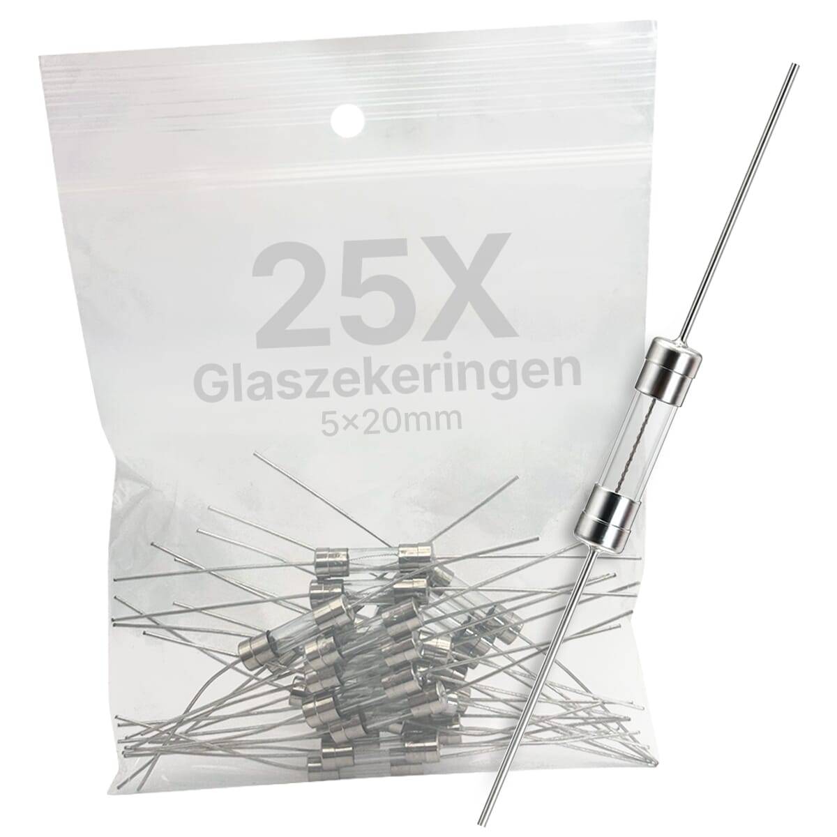VLTG Glaszekering 5x20mm - Soldeerdraad - 20A - T (Traag) - 25 stuks-0