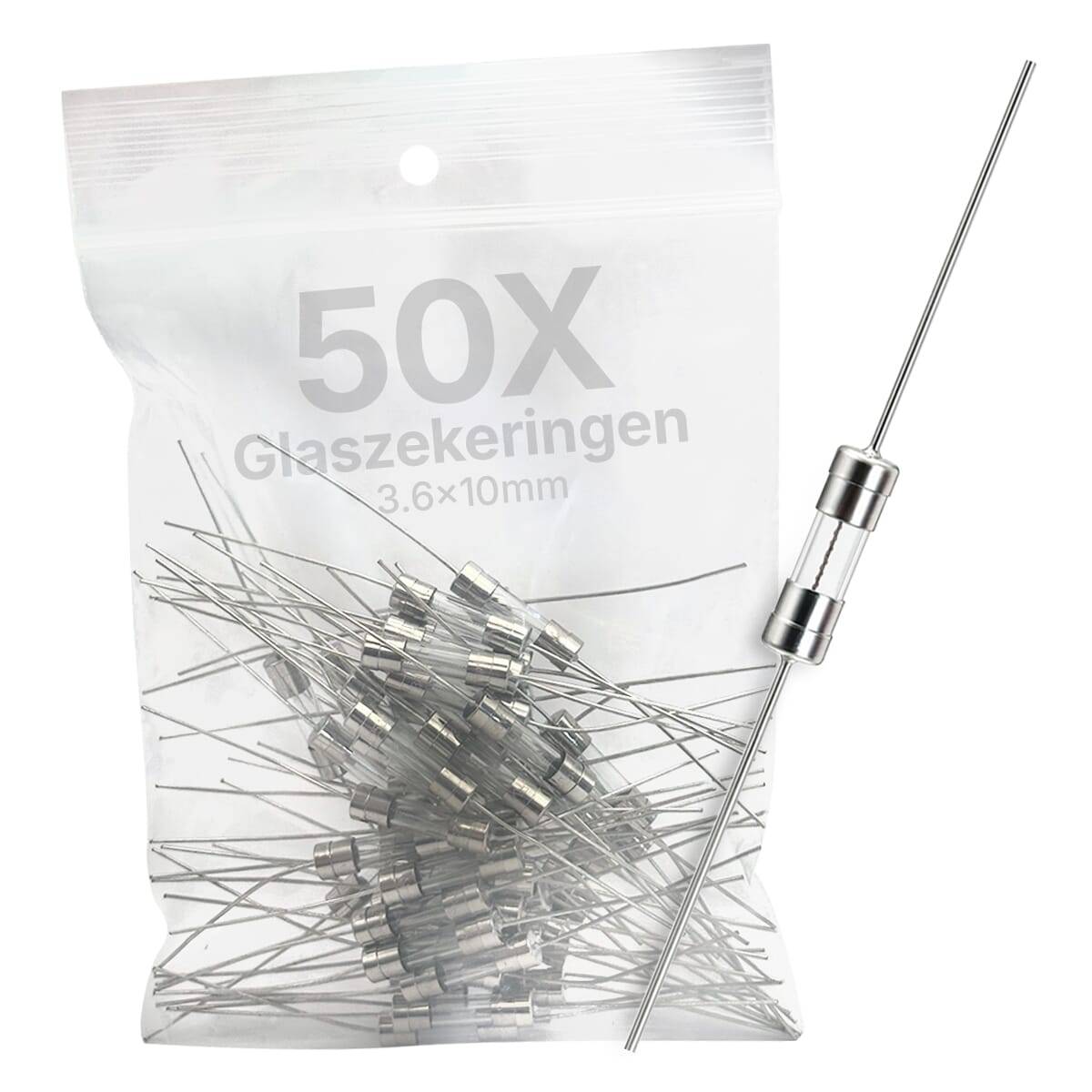VLTG Glaszekering 3.6x10mm - 500mA - Soldeerdraad - 50 stuks