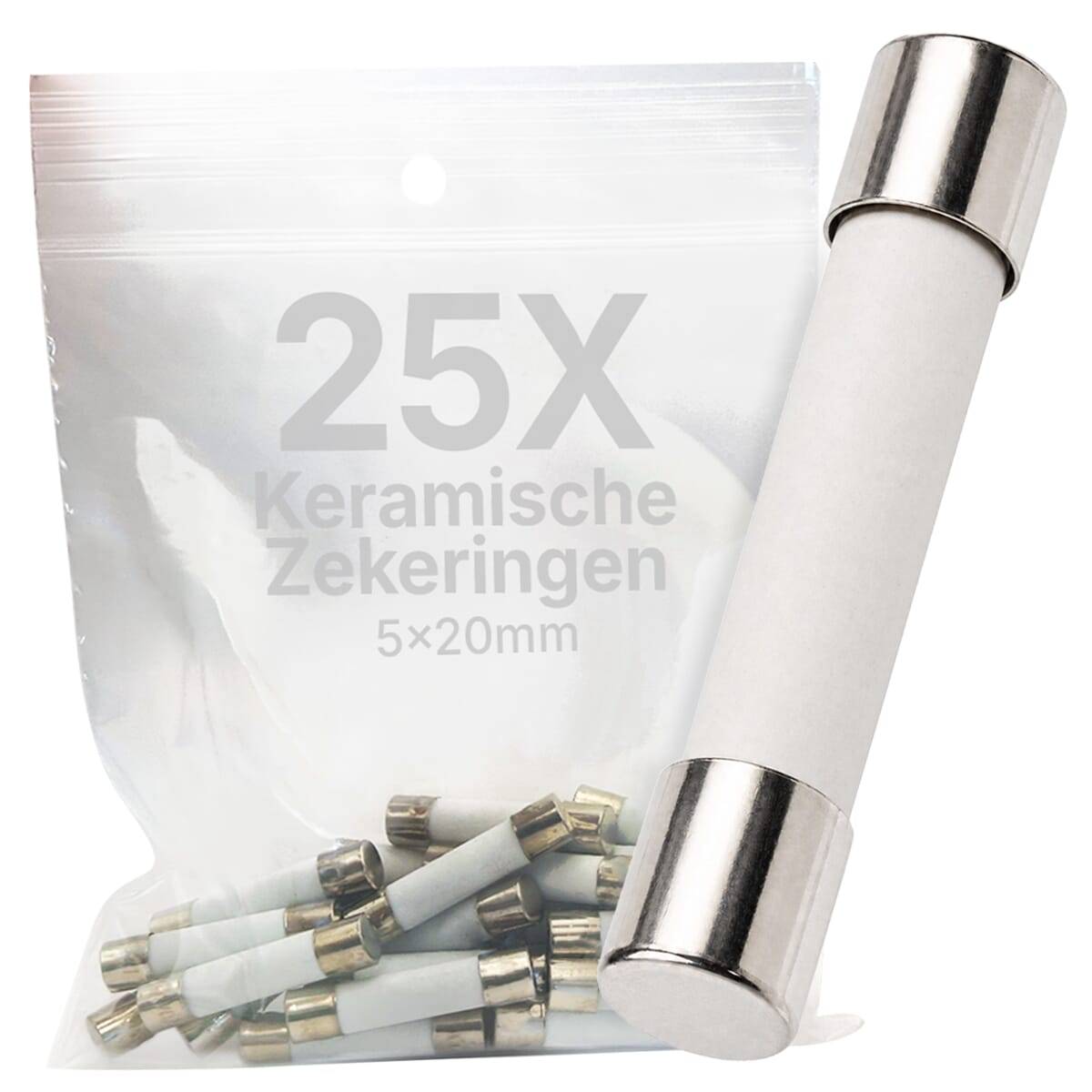 VLTG Keramische Zekering 12A/250V - 5x20mm - T (Traag) - 25 stuks-0