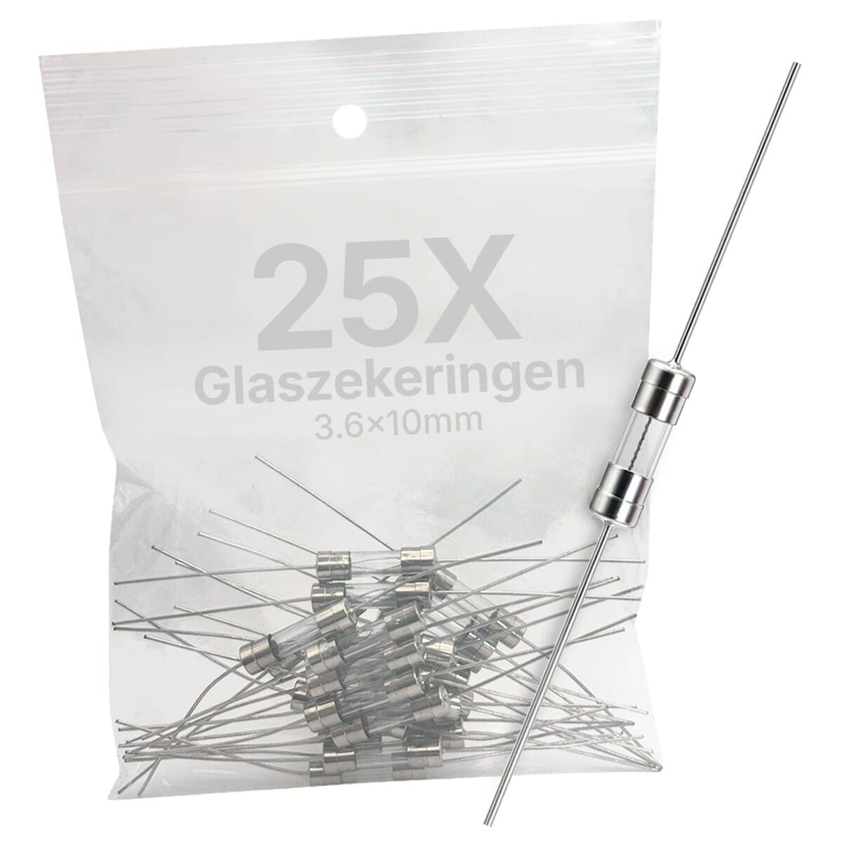 VLTG Glaszekering 3.6x10mm - 500mA - Soldeerdraad - 25 stuks