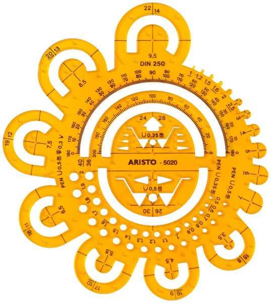 Aristo AR-5020 Afrondingssjabloon 0.5-40 Mm, Oranje-transparent-0