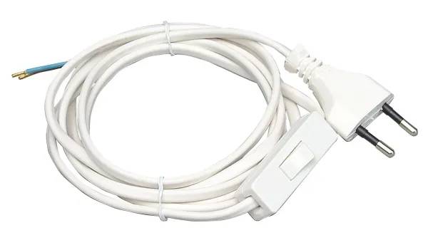 Aansluitsnoer Euro + schakelaar 2x0,75mm² 2 meter wit - 1 - stuk-0