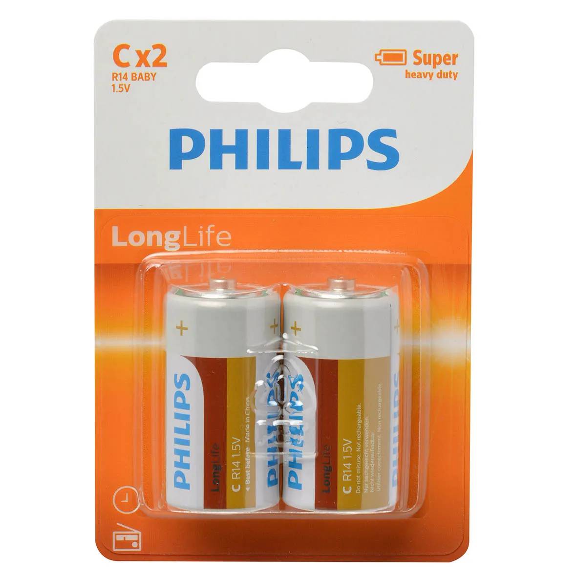 Philips Longlife 2 x C 1.5V - 12 - blister - oranje-0