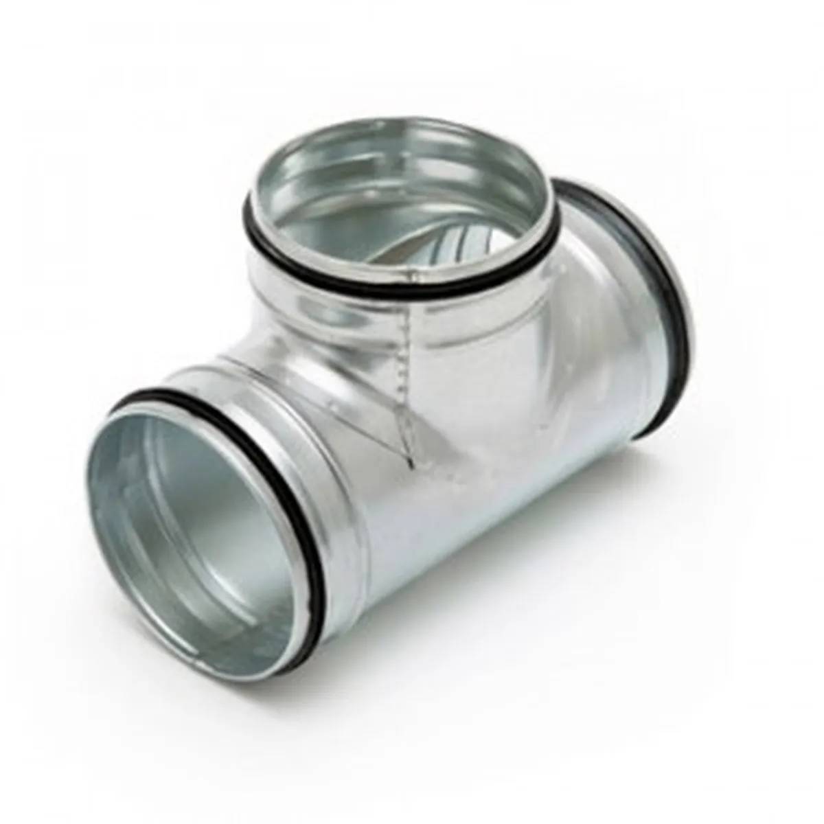 Luchtkanaal T-stuk 3x125mm met rubberring Verzinkt - metaal-0
