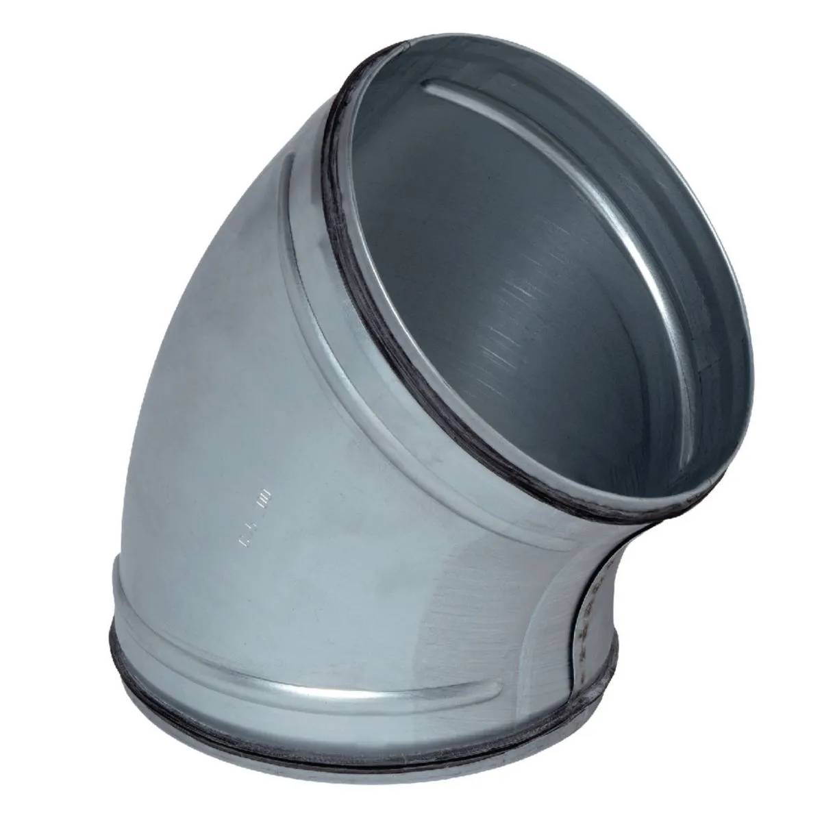Luchtkanaal Bocht 45gr met rubberring 125mm Verzinkt - metaal-0