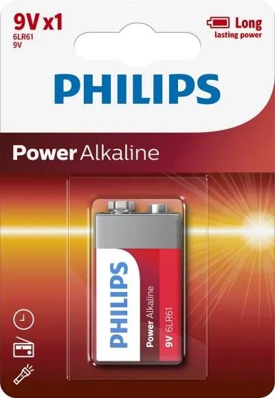 Philips PowerAlkaline 1 x 9V 6LR61 - 24 blister - rood-0