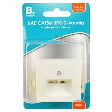 UPO 2-voudig afdekplaat data/tel wit/wit