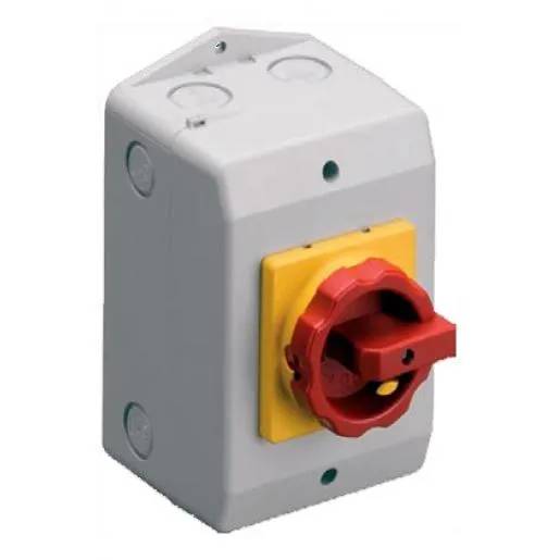Werkschakelaar nood uit 25A 4P opbouw IP65 vergendelbaar - grijs-0