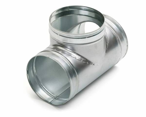 Luchtkanaal T-Stuk 3x100mm zonder rubberring Verzinkt - metaal