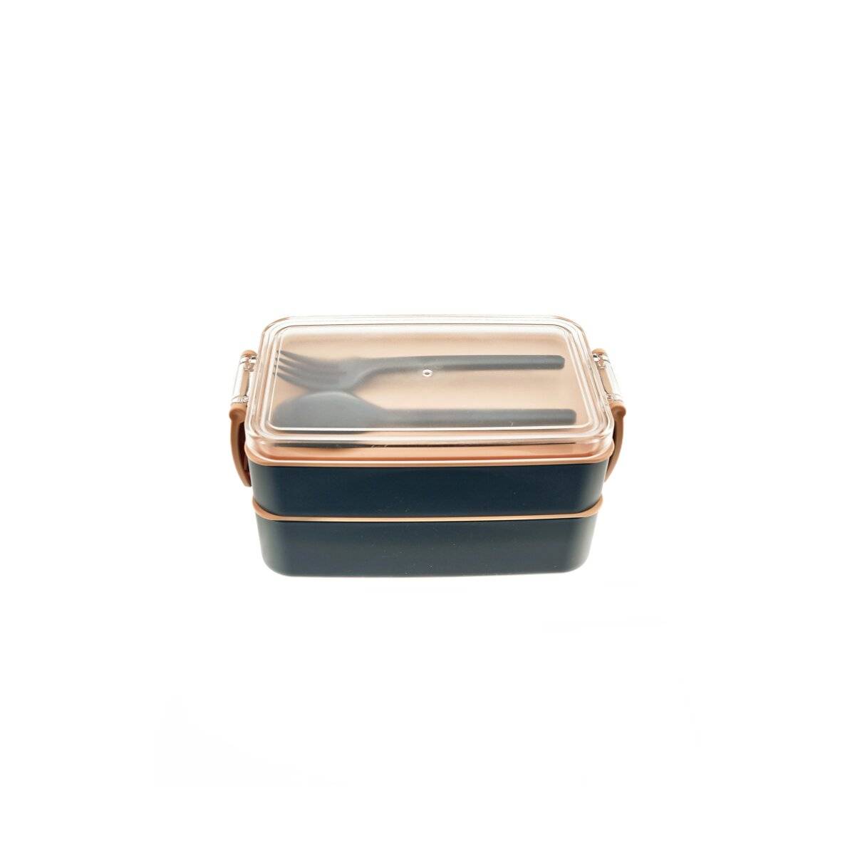 Lunchbox met 4 compartimenten en bestek - lunchbox voor school en kantoor, donkerblauw-roze-2