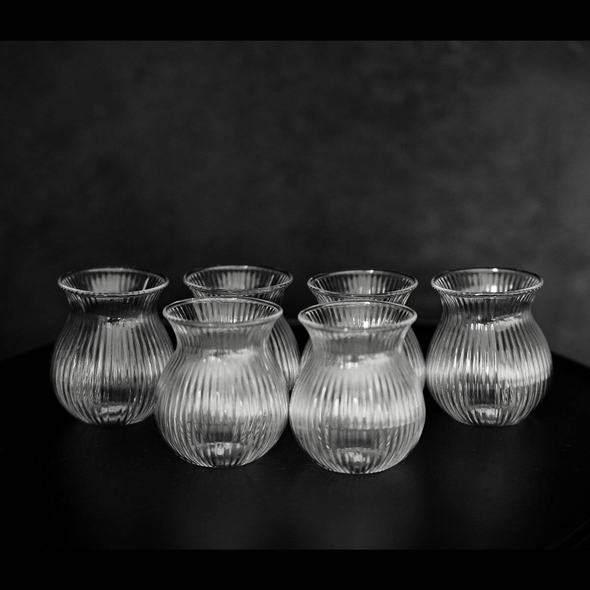 Mini theeglaasjes, 100 ml - 6-delige set met geribbeld design-3