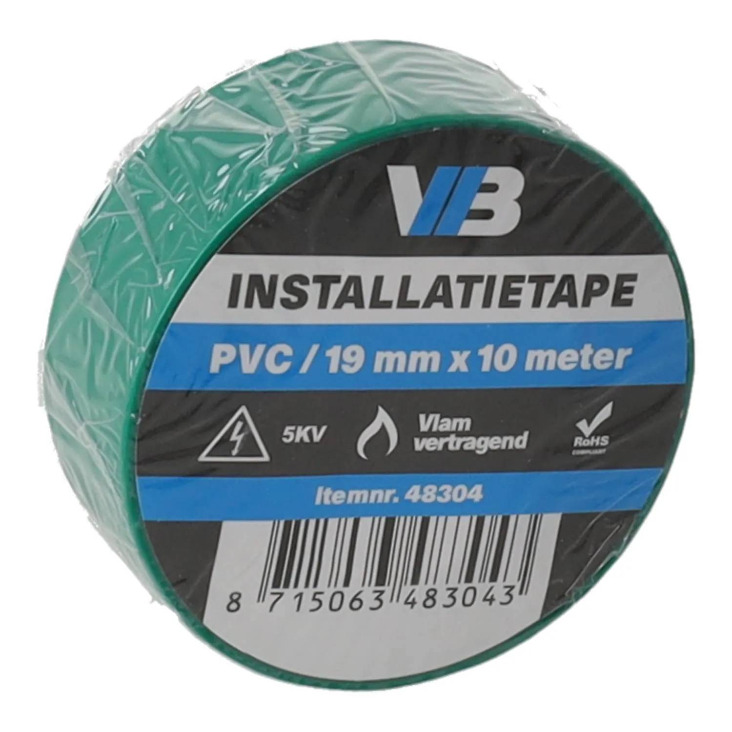 Installatie tape 19mm x 10meter groen - 1 - stuk - groen-1