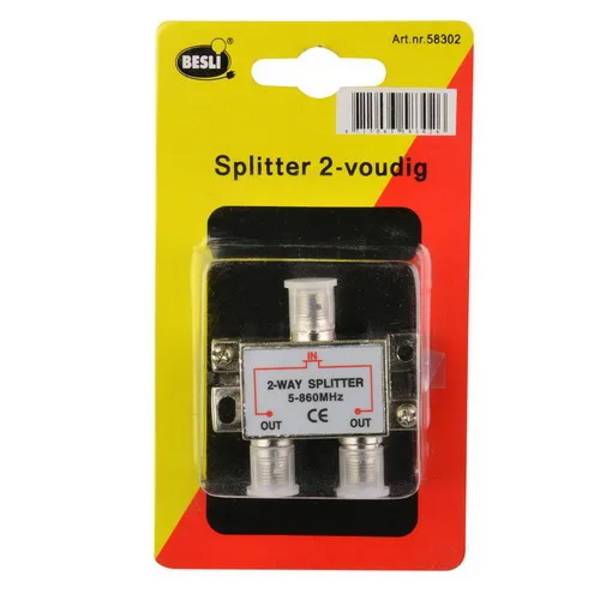 F-connector splitter 2 voudig metaal - 1 - stuk - metaal