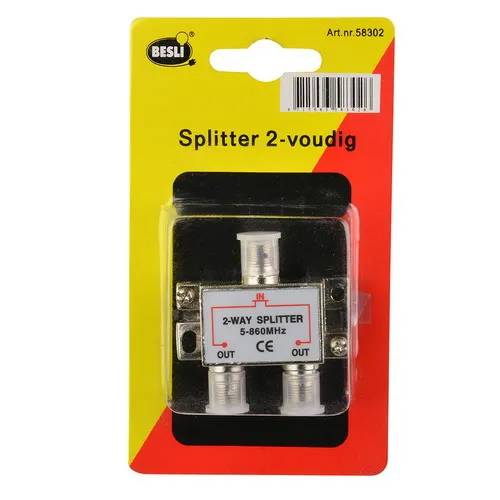 F-connector splitter 2 voudig metaal - 1 - stuk - metaal-0