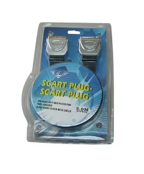 Scart flat cable PROF 3 meter gold - 1 - stuk - blauw-0