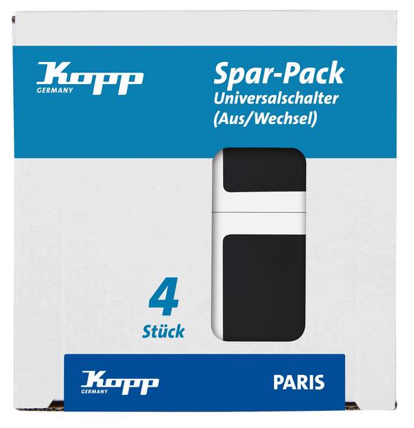 Paris wisselschakelaar mat zwart - 4-Pack