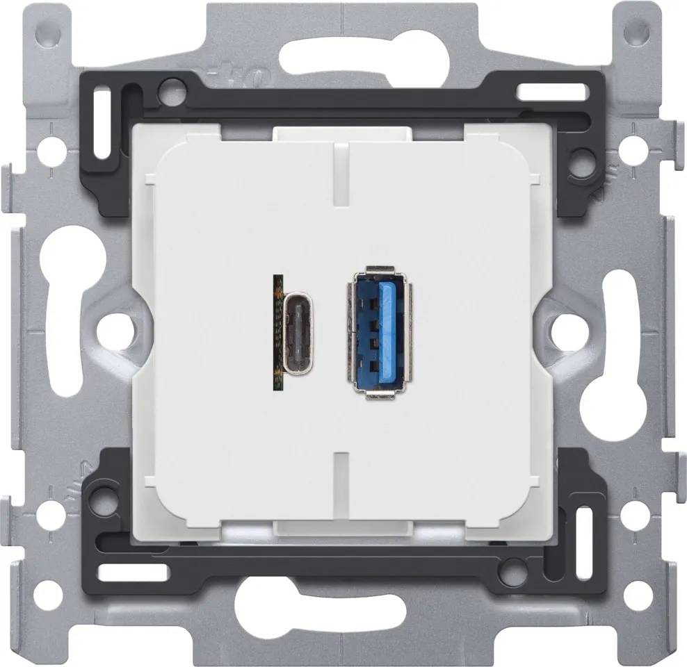 Sokkel USB A&C 3,5A - 1 - stuk(s) - metaal-0