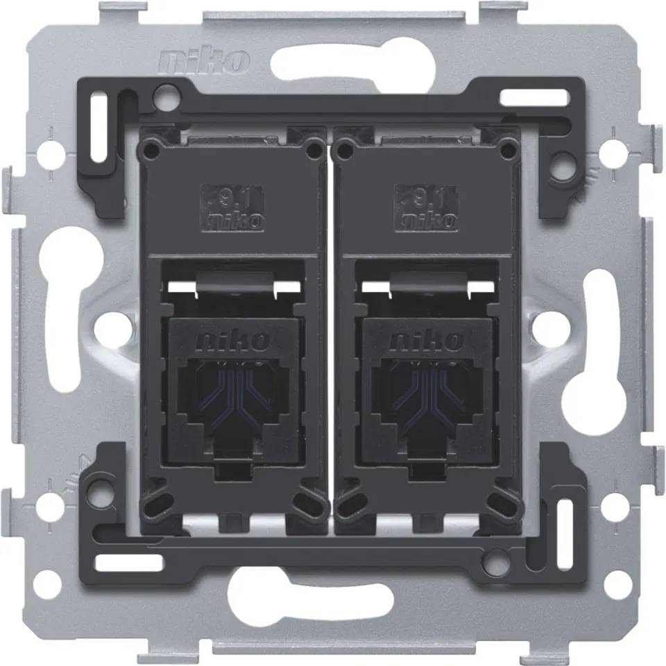 Sokkel RJ45 Cat6 2V UTP vlak - metaal-0