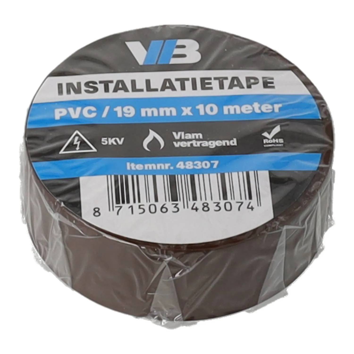 Installatie tape 19mm x 10meter bruin - 1 - stuk - bruin-0