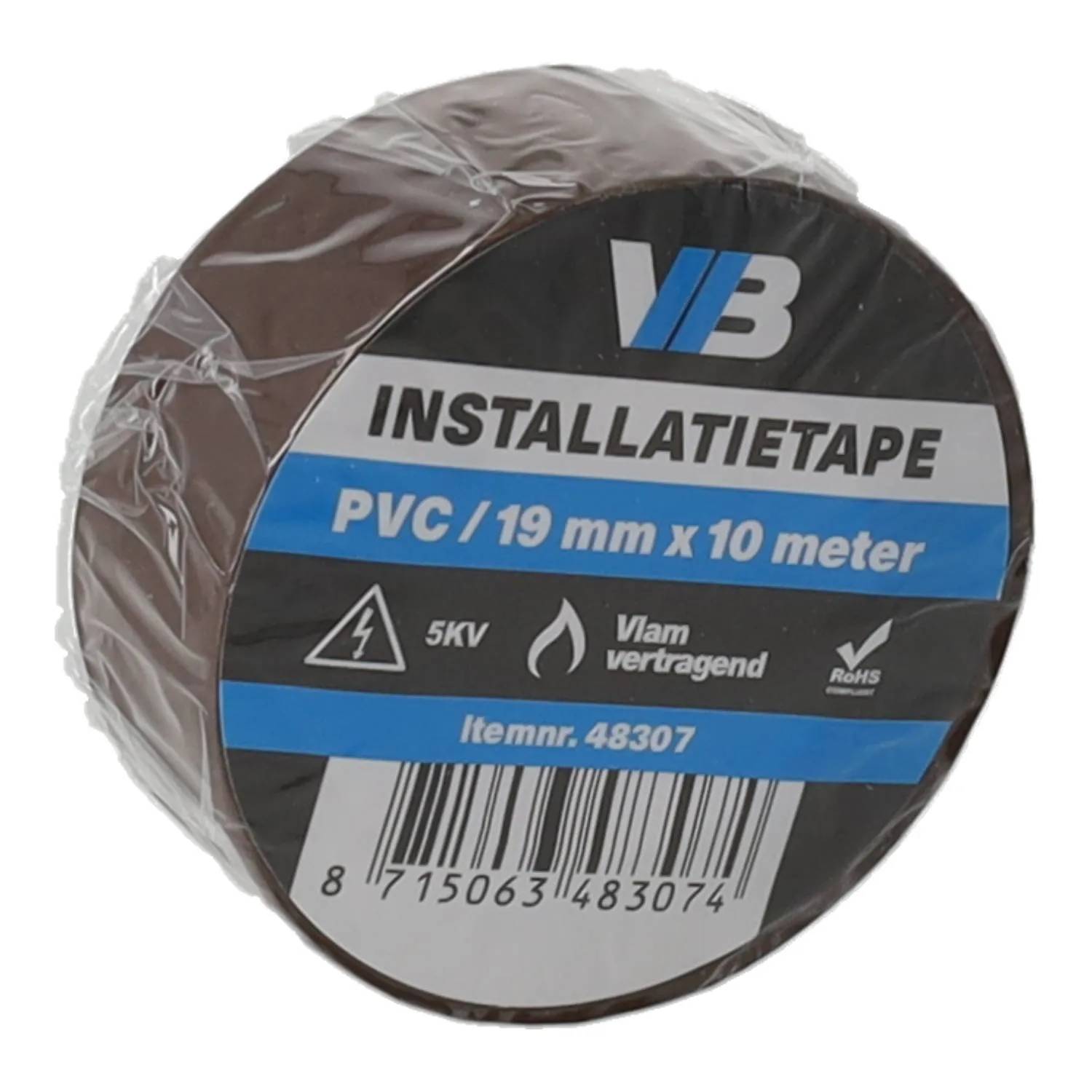 Installatie tape 19mm x 10meter bruin - 1 - stuk - bruin-1