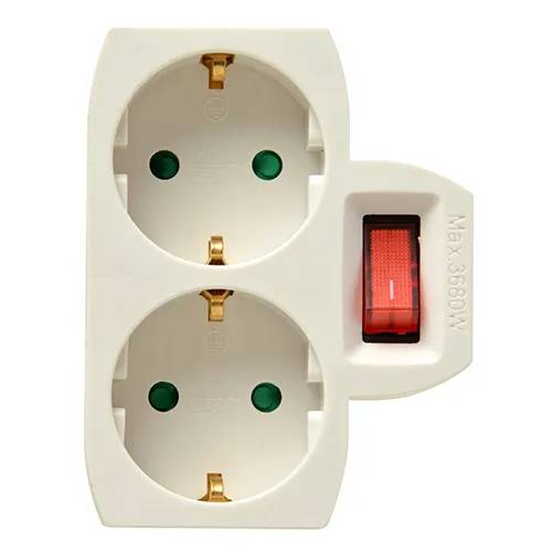 Doorvoerstekker 2V + RA + schakelaar + controlelamp wit - 1 - stuk-0