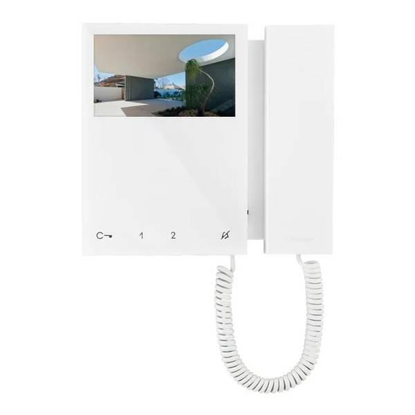 Mini toestel kleuren monitor met hoorn + grondplaat - SBC - wit