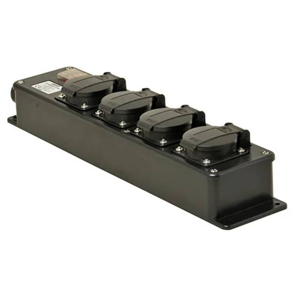 VD16 verdeelblok 4V + PG16 wartel + schakelaar IP44 zwart