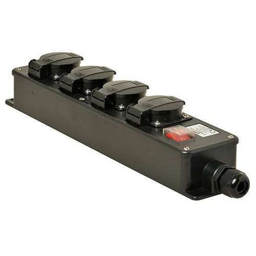 VD16 verdeelblok 4V + PG16 wartel + schakelaar IP44 zwart-1