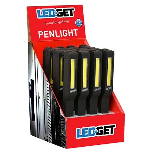 LEDGET LED PEN COB power zaklamp - inclusief batterijen - 1 - stuk - zwart-0