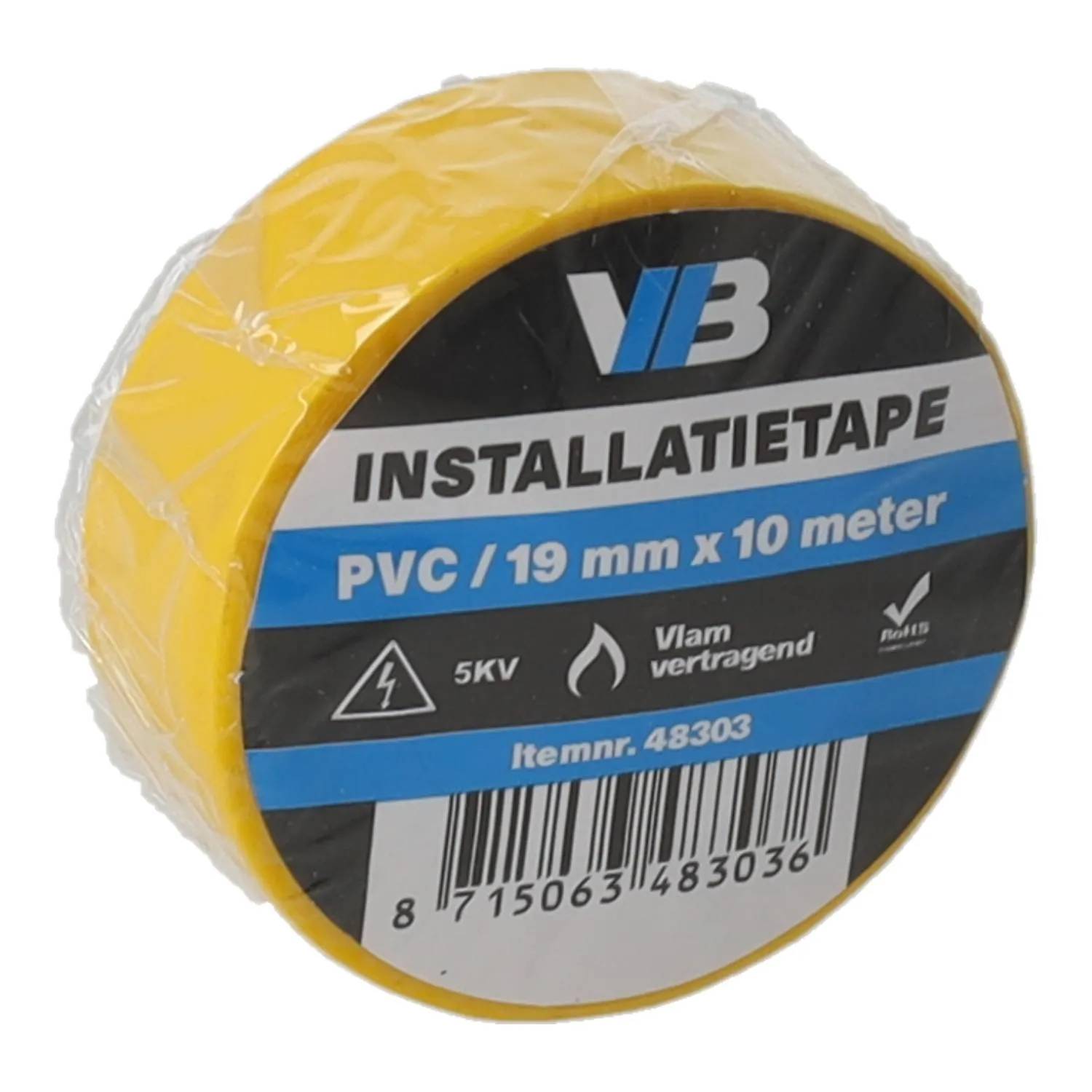 Installatie tape 19mm x 10meter geel - 1 - stuk - geel-1