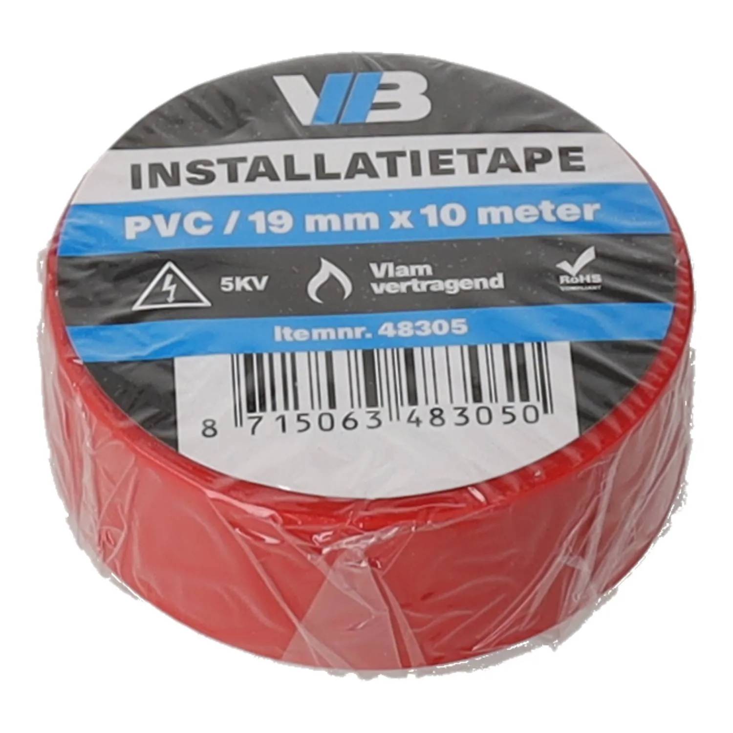 Installatie tape 19mm x 10meter rood - 1 - stuk-0