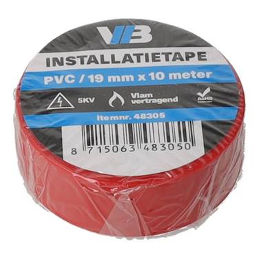 Installatie tape 19mm x 10meter rood - 1 - stuk
