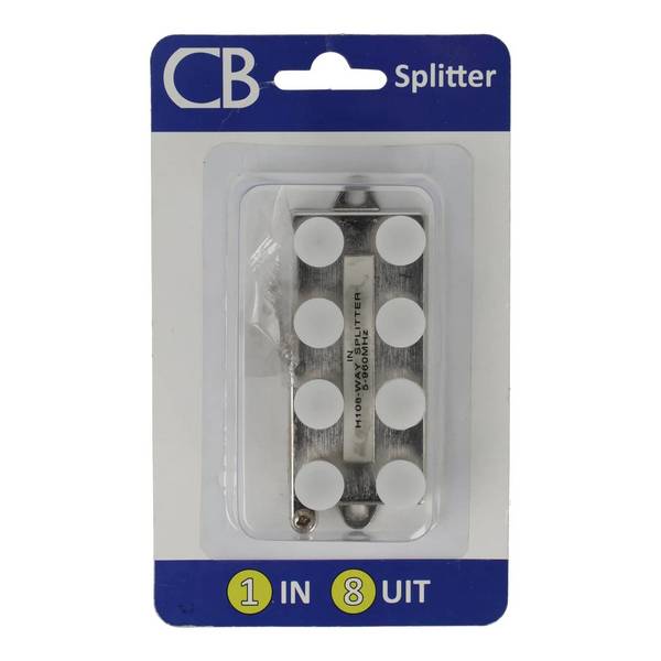 F-connector splitter 8 voudig metaal - wit
