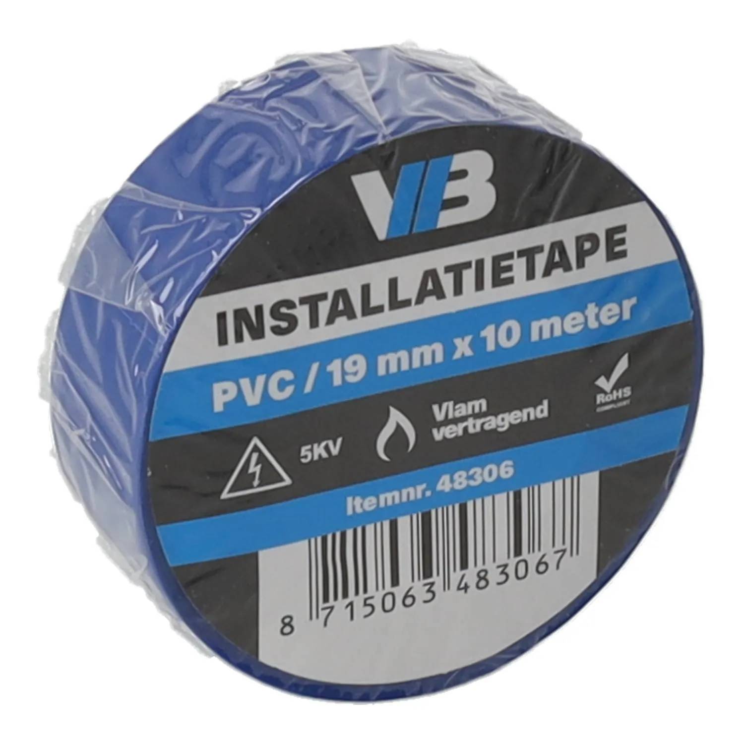Installatie tape 19mm x 10meter blauw - 1 - stuk-1