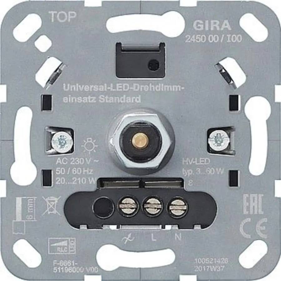 Draaidimmer universeel LED 3 - 60W / 20 - 210W inbouw - metaal-0