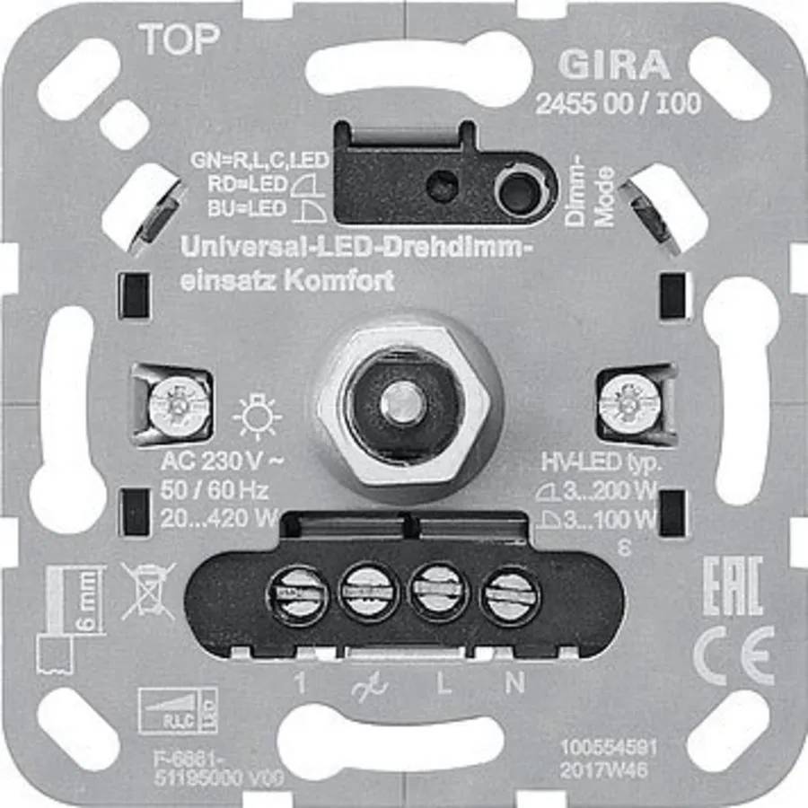 LED draaidimmer comfort 3-100W + neveningang inb. - metaal-0