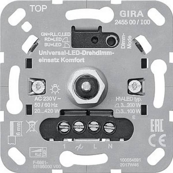 LED draaidimmer comfort 3-100W + neveningang inb. - metaal