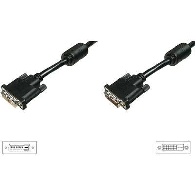 Digitus AK-320200-050-S DVI-kabel DVI Verlengkabel DVI-D 24+1-polige stekker, DVI-D 24+1-polige bus 4.50 m Zwart Schroef